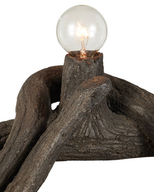 Currey & Company Dunmore Faux Bois Concrete Ring Chandelier Organic Textured Dark Finish Dining Room 9000-1336