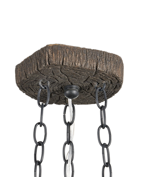 Currey & Company Dunmore Faux Bois Concrete Ring Chandelier Organic Textured Dark Finish Dining Room 9000-1336