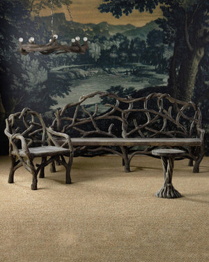 Currey & Company Dunmore Faux Bois Concrete Ring Chandelier Organic Textured Dark Finish Dining Room 9000-1336