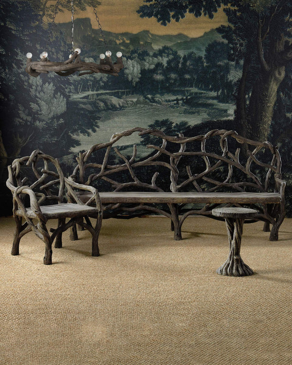 Currey & Company Dunmore Faux Bois Concrete Ring Chandelier Organic Textured Dark Finish Dining Room 9000-1336