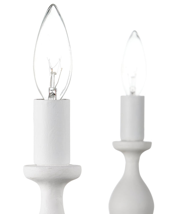 Currey & Company Ludwig Eight Arm Wrought Iron Chandelier Gesso White Sculptural Candelabra for Formal Spaces 9000-1340