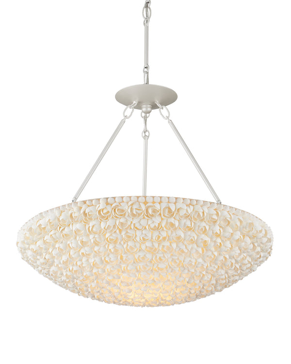Currey & Company Virtu Shell Bowl Chandelier Coastal Floral Ceiling Light for Dining and Entryway 9000-1341