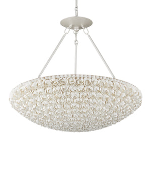 Currey & Company Virtu Shell Bowl Chandelier Coastal Floral Ceiling Light for Dining and Entryway 9000-1341