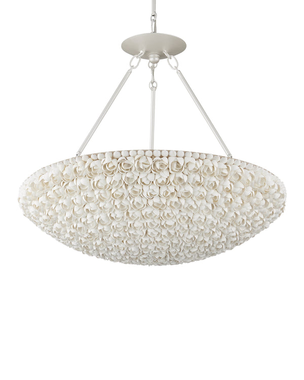 Currey & Company Virtu Shell Bowl Chandelier Coastal Floral Ceiling Light for Dining and Entryway 9000-1341
