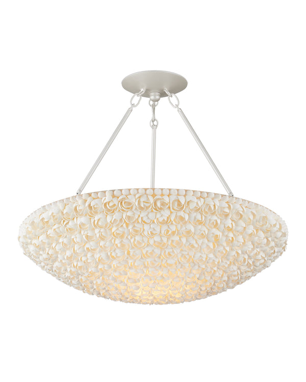 Currey & Company Virtu Shell Bowl Chandelier Coastal Floral Ceiling Light for Dining and Entryway 9000-1341