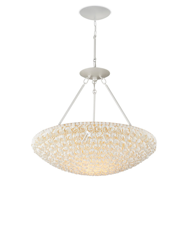 Currey & Company Virtu Shell Bowl Chandelier Coastal Floral Ceiling Light for Dining and Entryway 9000-1341