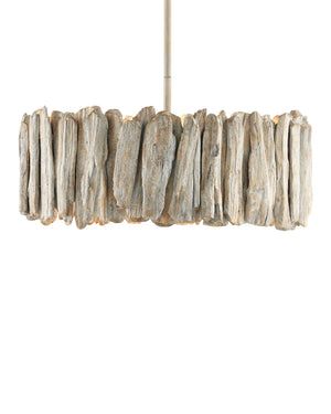 Currey & Company Driftwood Whitewash Semi Flush Mount Coastal Ceiling Light with Wrought Iron Frame 9000-1342
