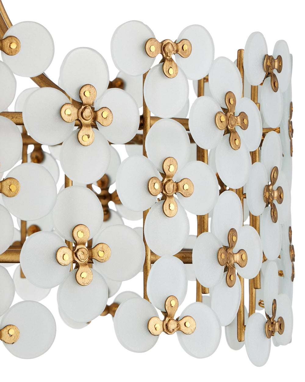 Currey & Company Spring Bloom Semi Flush Ceiling Light with Frosted Handcrafted Glass Floral Shade 9000-1345