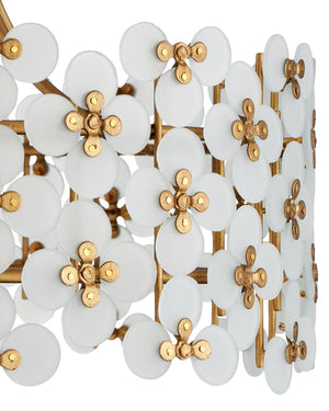 Currey & Company Spring Bloom Semi Flush Ceiling Light with Frosted Handcrafted Glass Floral Shade 9000-1345