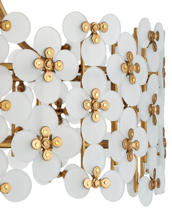 Currey & Company Spring Bloom Semi Flush Ceiling Light with Frosted Handcrafted Glass Floral Shade 9000-1345
