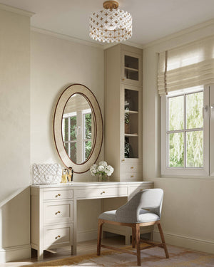 Currey & Company Spring Bloom Semi Flush Ceiling Light with Frosted Handcrafted Glass Floral Shade 9000-1345