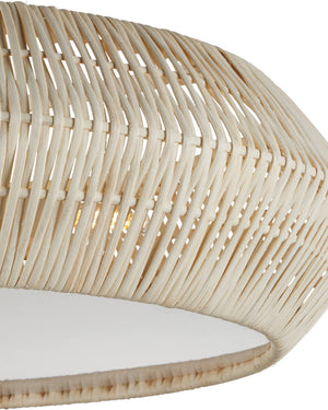 Currey & Company Antibes Rattan Semi-Flush Mount Woven Coastal Light for Dining and Bedroom Ceilings White 9000-1346