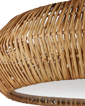 Currey & Company Antibes Rattan Semi-Flush Mount Woven Coastal Light for Dining and Bedroom Ceilings Natural 9000-1347