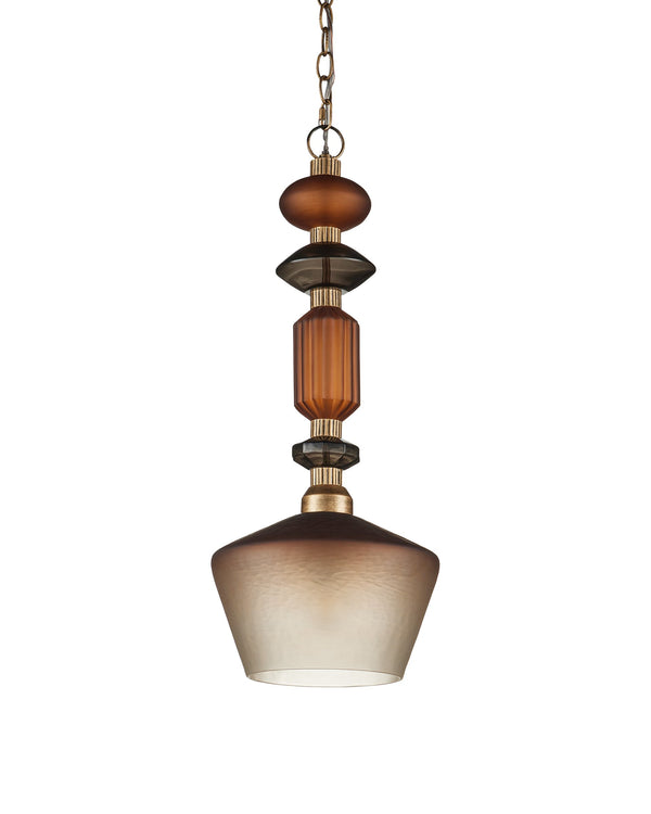 Currey & Company Mandeville Faceted Glass Pendant Light Antique Gold Iron Retro Modern Dining Room 9000-1349