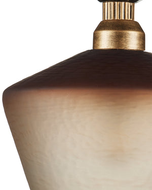 Currey & Company Mandeville Faceted Glass Pendant Light Antique Gold Iron Retro Modern Dining Room 9000-1349