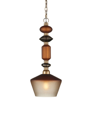 Currey & Company Mandeville Faceted Glass Pendant Light Antique Gold Iron Retro Modern Dining Room 9000-1349