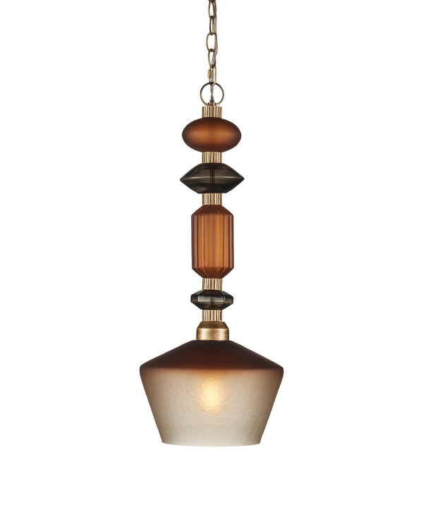 Currey & Company Mandeville Faceted Glass Pendant Light Antique Gold Iron Retro Modern Dining Room 9000-1349