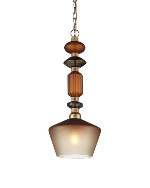 Currey & Company Mandeville Faceted Glass Pendant Light Antique Gold Iron Retro Modern Dining Room 9000-1349