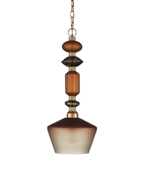 Currey & Company Mandeville Faceted Glass Pendant Light Antique Gold Iron Retro Modern Dining Room 9000-1349
