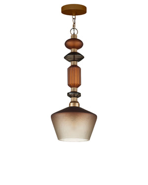 Currey & Company Mandeville Faceted Glass Pendant Light Antique Gold Iron Retro Modern Dining Room 9000-1349