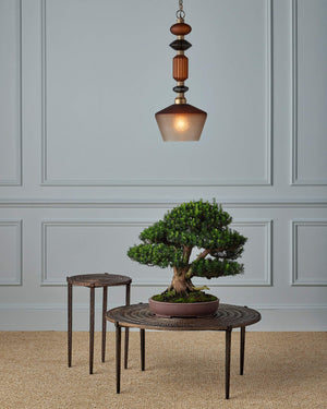 Currey & Company Mandeville Faceted Glass Pendant Light Antique Gold Iron Retro Modern Dining Room 9000-1349