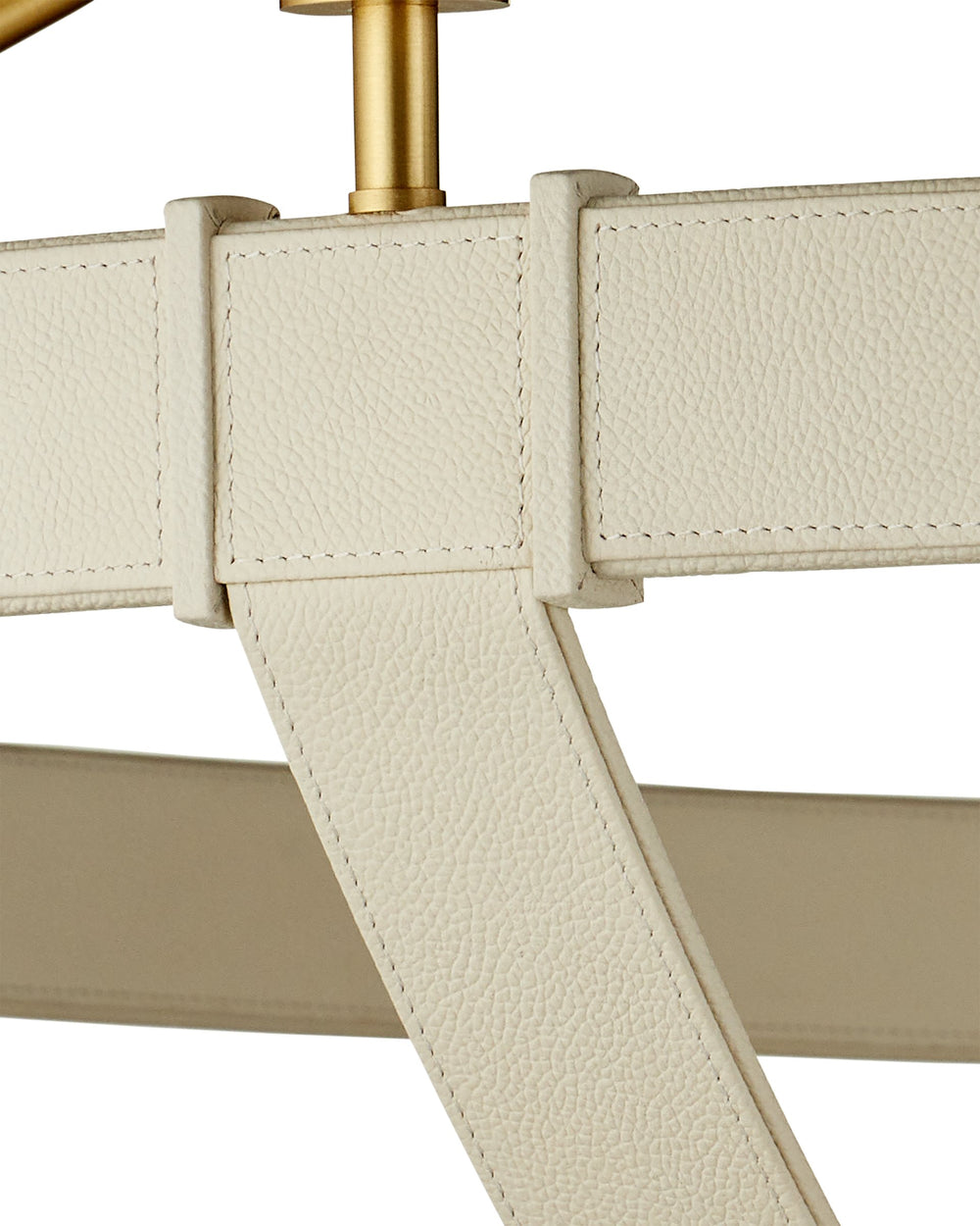 Currey & Company Barrington Cream Leather Chandelier with Brushed Brass Hardware for Dining Rooms 9000-1352