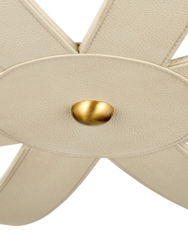 Currey & Company Barrington Cream Leather Chandelier with Brushed Brass Hardware for Dining Rooms 9000-1352