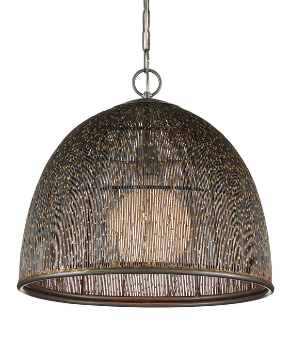 Currey & Company Eduardo Iron Wire Dome Pendant Light Artisan Woven Fixture for Dining Rooms 9000-1353