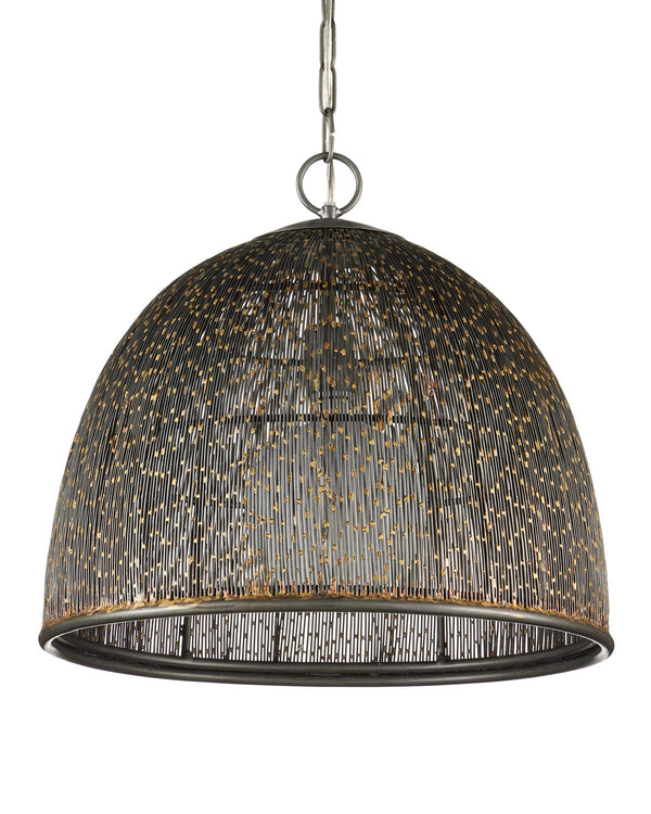 Currey & Company Eduardo Iron Wire Dome Pendant Light Artisan Woven Fixture for Dining Rooms 9000-1353