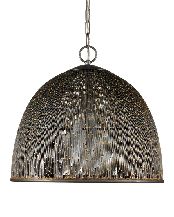 Currey & Company Eduardo Iron Wire Dome Pendant Light Artisan Woven Fixture for Dining Rooms 9000-1353