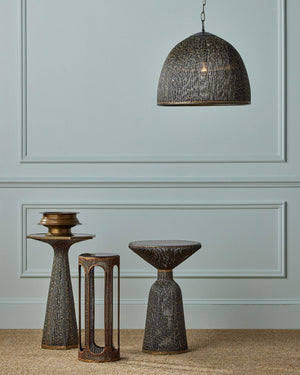 Currey & Company Eduardo Iron Wire Dome Pendant Light Artisan Woven Fixture for Dining Rooms 9000-1353
