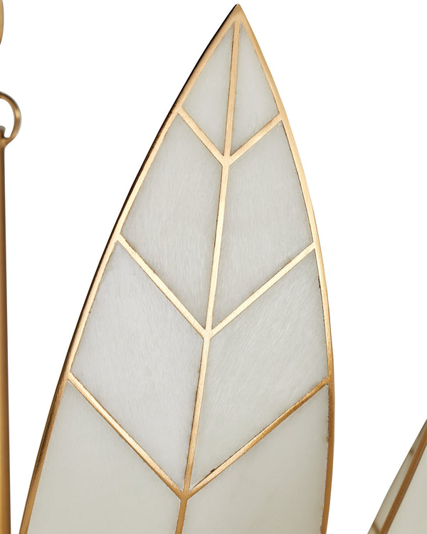Currey & Company Lamina Currey and Company Art Deco Lotus Chandelier with Antique Brass Leaf Detailing 28"h x 35"dia. 9000-1355