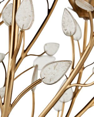 Currey & Company Star Magnolia Chandelier Antique Brass Sculptural Floral Glass Petals Dining Room Large 9000-1358