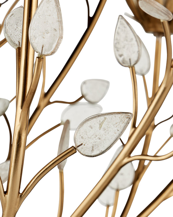 Currey & Company Star Magnolia Chandelier Antique Brass Sculptural Floral Glass Petals Dining Room Large 9000-1358