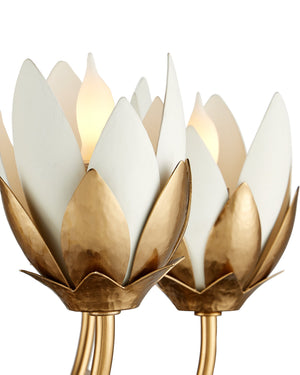 Currey & Company Star Magnolia Chandelier Antique Brass Sculptural Floral Glass Petals Dining Room Medium 9000-1359