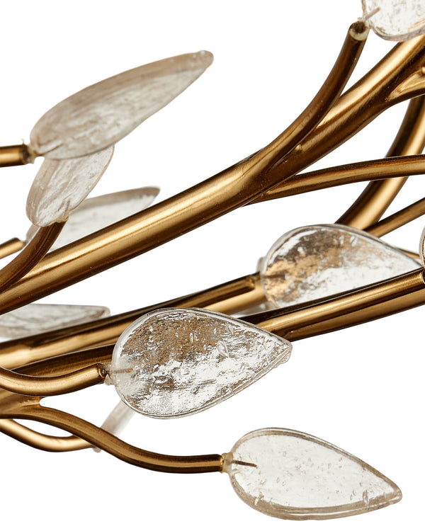 Currey & Company Star Magnolia Chandelier Antique Brass Sculptural Floral Glass Petals Dining Room Medium 9000-1359