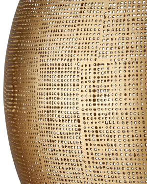 Currey & Company Buckram Iron Orb Pendant Light Acid Etched Handmade Sphere for Dining or Entryway Antique Brass 9000-1363