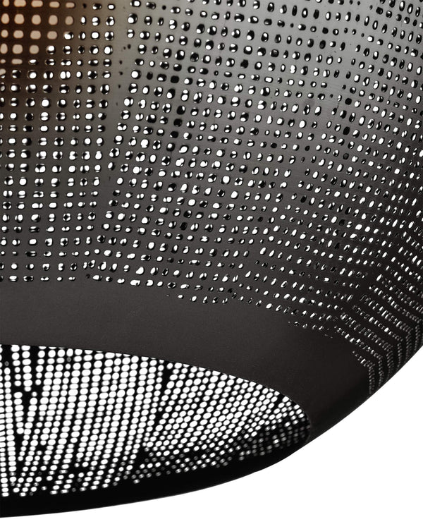 Currey & Company Buckram Iron Orb Pendant Light Acid Etched Handmade Sphere for Dining or Entryway Black Nickel 9000-1364