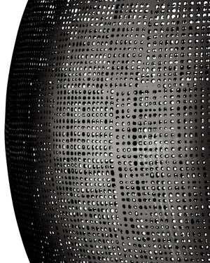 Currey & Company Buckram Iron Orb Pendant Light Acid Etched Handmade Sphere for Dining or Entryway Black Nickel 9000-1364