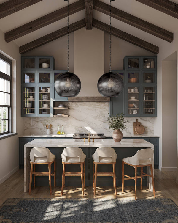 Currey & Company Buckram Iron Orb Pendant Light Acid Etched Handmade Sphere for Dining or Entryway Black Nickel 9000-1364