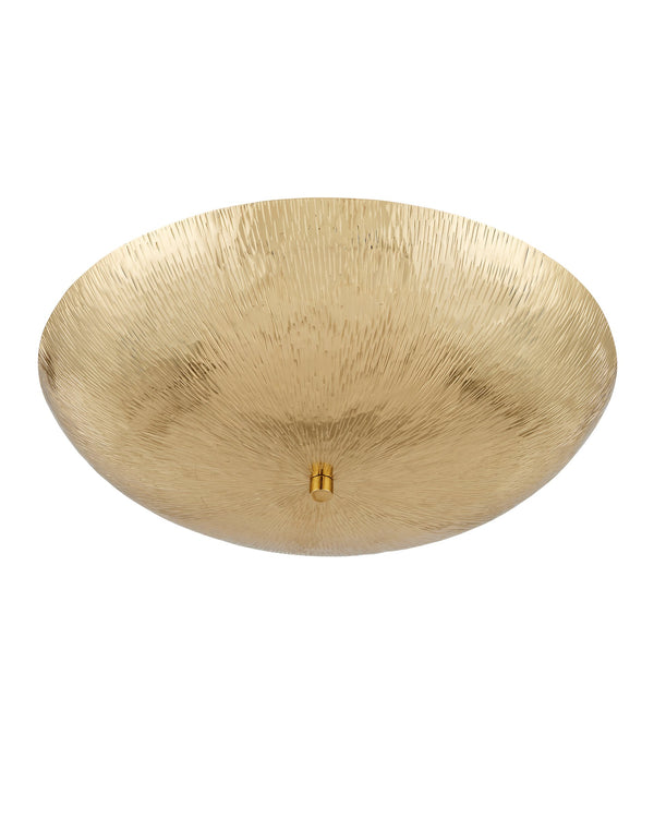 Currey & Company Origo Polished Brass Bowl Semi Flush Mount Light Handcrafted Ceiling Fixture 9000-1365