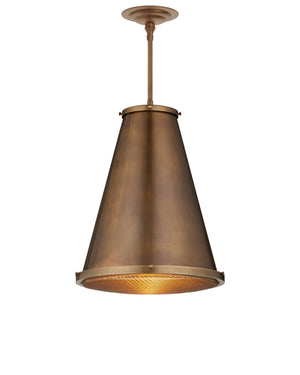 Currey & Company Seafarer Antique Brass Pendant Light with Pebbled Glass for Kitchen or Entryway Antique Brass / Clear 9000-1366