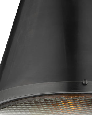 Currey & Company Seafarer Antique Brass Pendant Light with Pebbled Glass for Kitchen or Entryway Matte Black / Clear 9000-1367