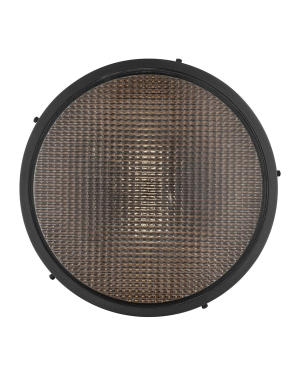 Currey & Company Seafarer Antique Brass Pendant Light with Pebbled Glass for Kitchen or Entryway Matte Black / Clear 9000-1367