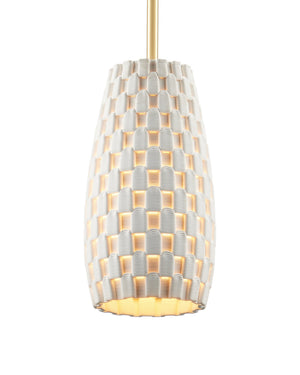 Currey & Company Tessitura Porcelain Pendant Light Sculptural Grid Shade for Dining or Entryway Ambiance 9000-1370