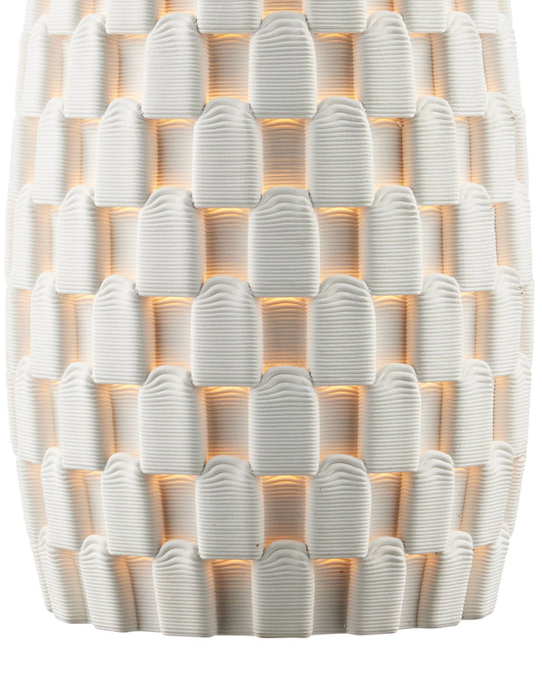 Currey & Company Tessitura Porcelain Pendant Light Sculptural Grid Shade for Dining or Entryway Ambiance 9000-1370