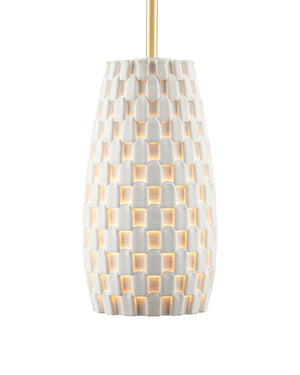 Currey & Company Tessitura Porcelain Pendant Light Sculptural Grid Shade for Dining or Entryway Ambiance 9000-1370
