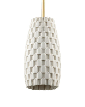 Currey & Company Tessitura Porcelain Pendant Light Sculptural Grid Shade for Dining or Entryway Ambiance 9000-1370