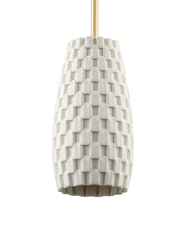 Currey & Company Tessitura Porcelain Pendant Light Sculptural Grid Shade for Dining or Entryway Ambiance 9000-1370