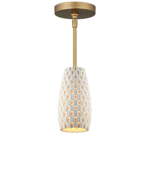 Currey & Company Tessitura Porcelain Pendant Light Sculptural Grid Shade for Dining or Entryway Ambiance 9000-1370